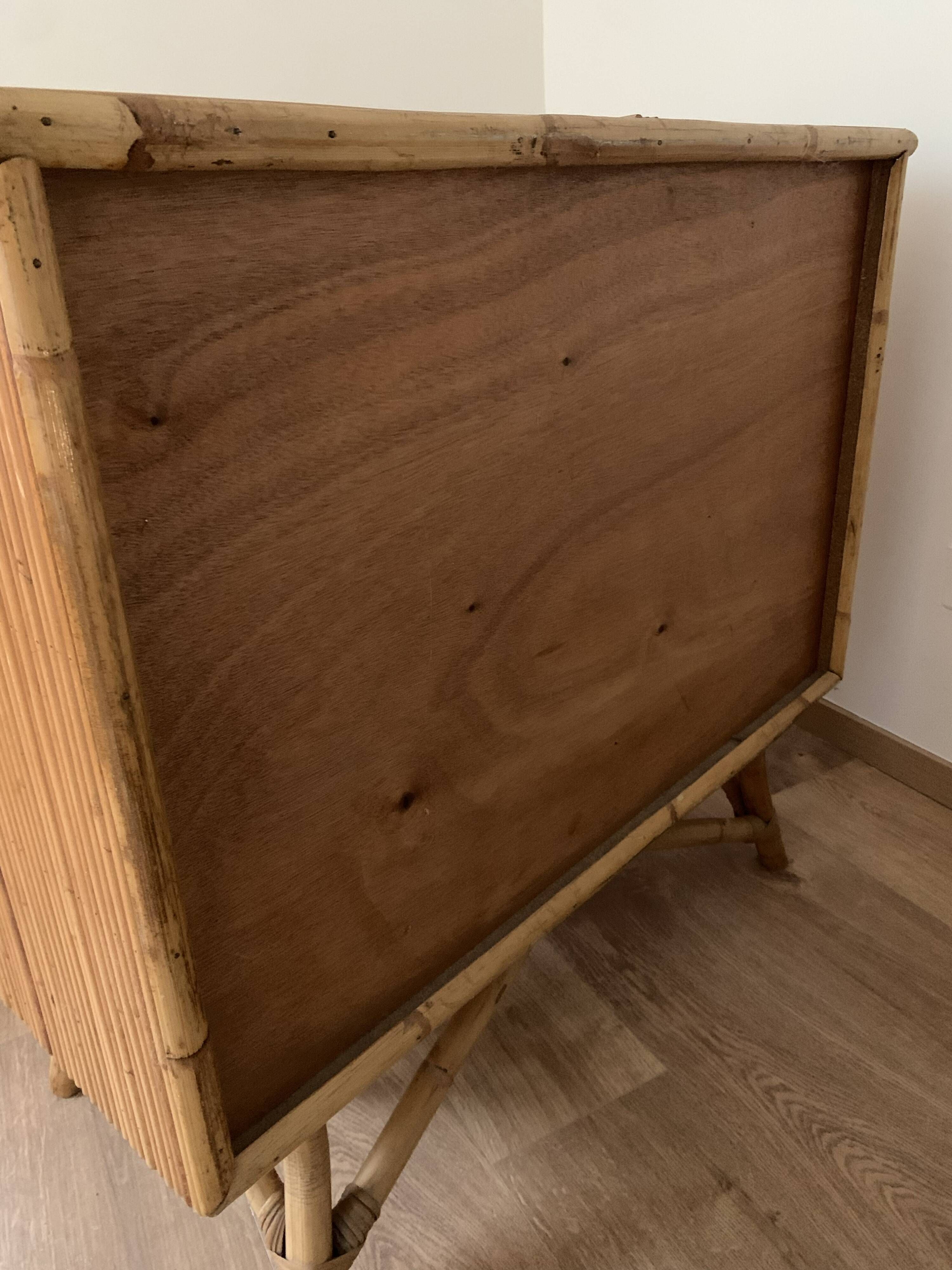 3-drawer rattan/bamboo chest of drawers attributed to Adrien Audoux and Frida Minnet. Circa 1950