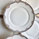 6 assiettes plates porcelaine fine F. Legrand 1920