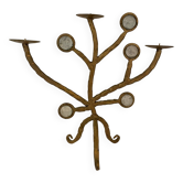 20th century wrought iron and glass candelabra