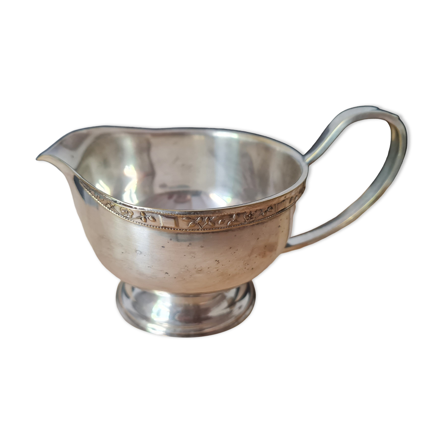 Silver metal saucière signed