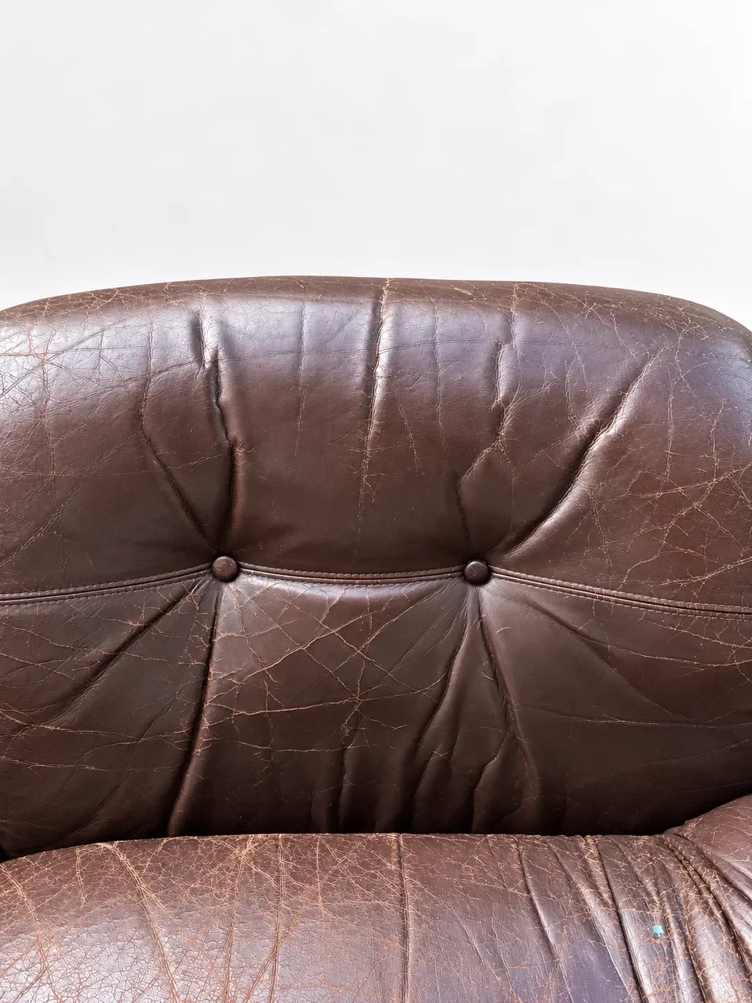 Canapé en cuir marron et chrome, années 1970