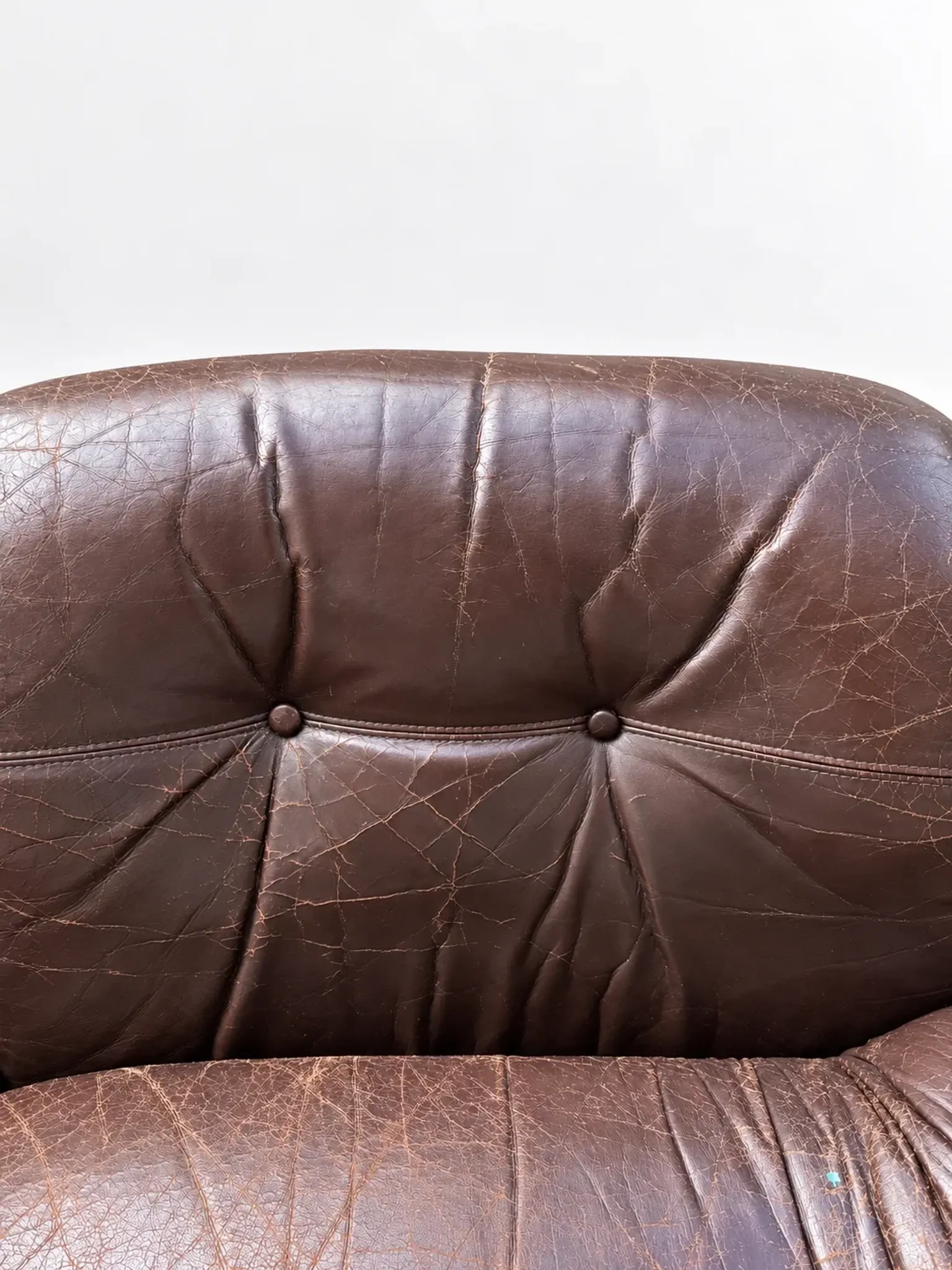 Canapé en cuir marron et chrome, années 1970