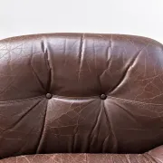 Canapé en cuir marron et chrome, années 1970