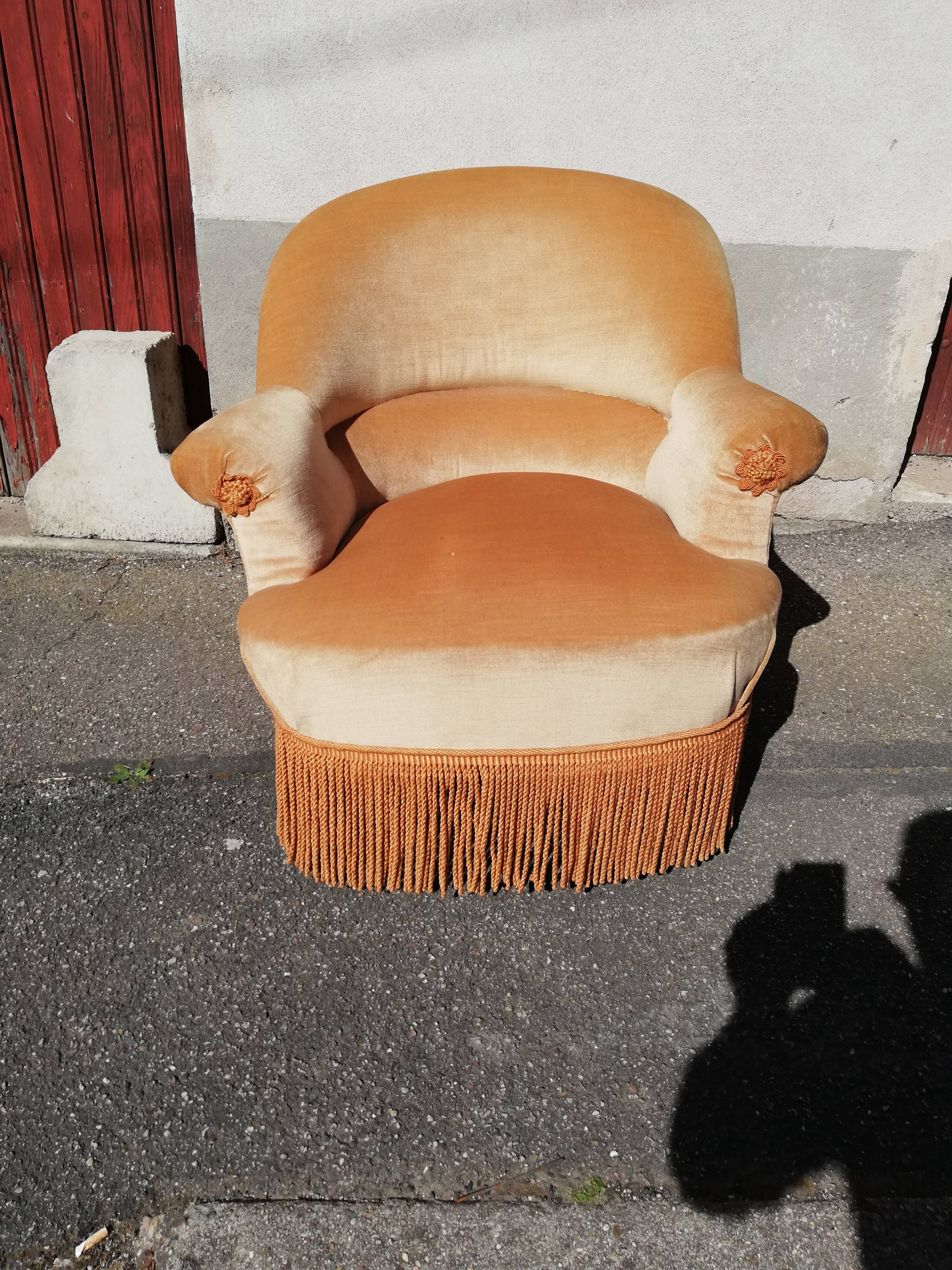 Toad armchair yellow fabric year 50