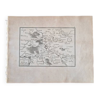 Gravure sur cuivre XVIIème siècle "Carte du gouvernement de Nancy" Par Sébastien de Pontault de Beau