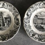 Set of 6 antique choisy-le-roi earthenware plates with grisaille decoration