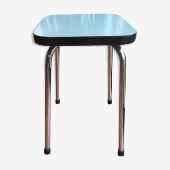 Special turquoise formica grid tabouret
