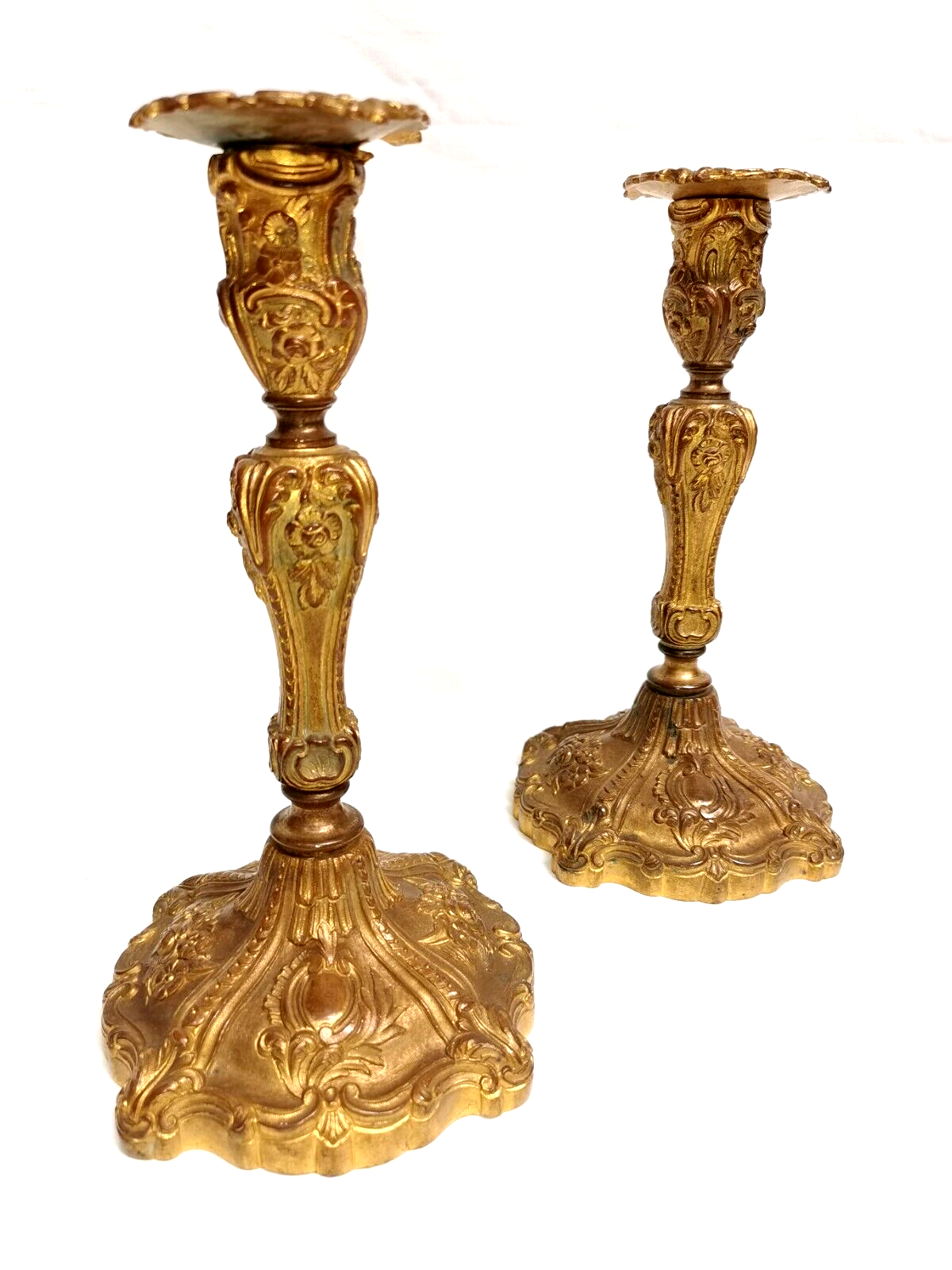 Pair of old candlesticks in Gilded Bronze ---- Signed!