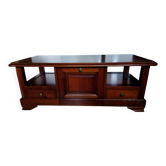 Louis Philippe style coffee table in cherry wood with large drawers.