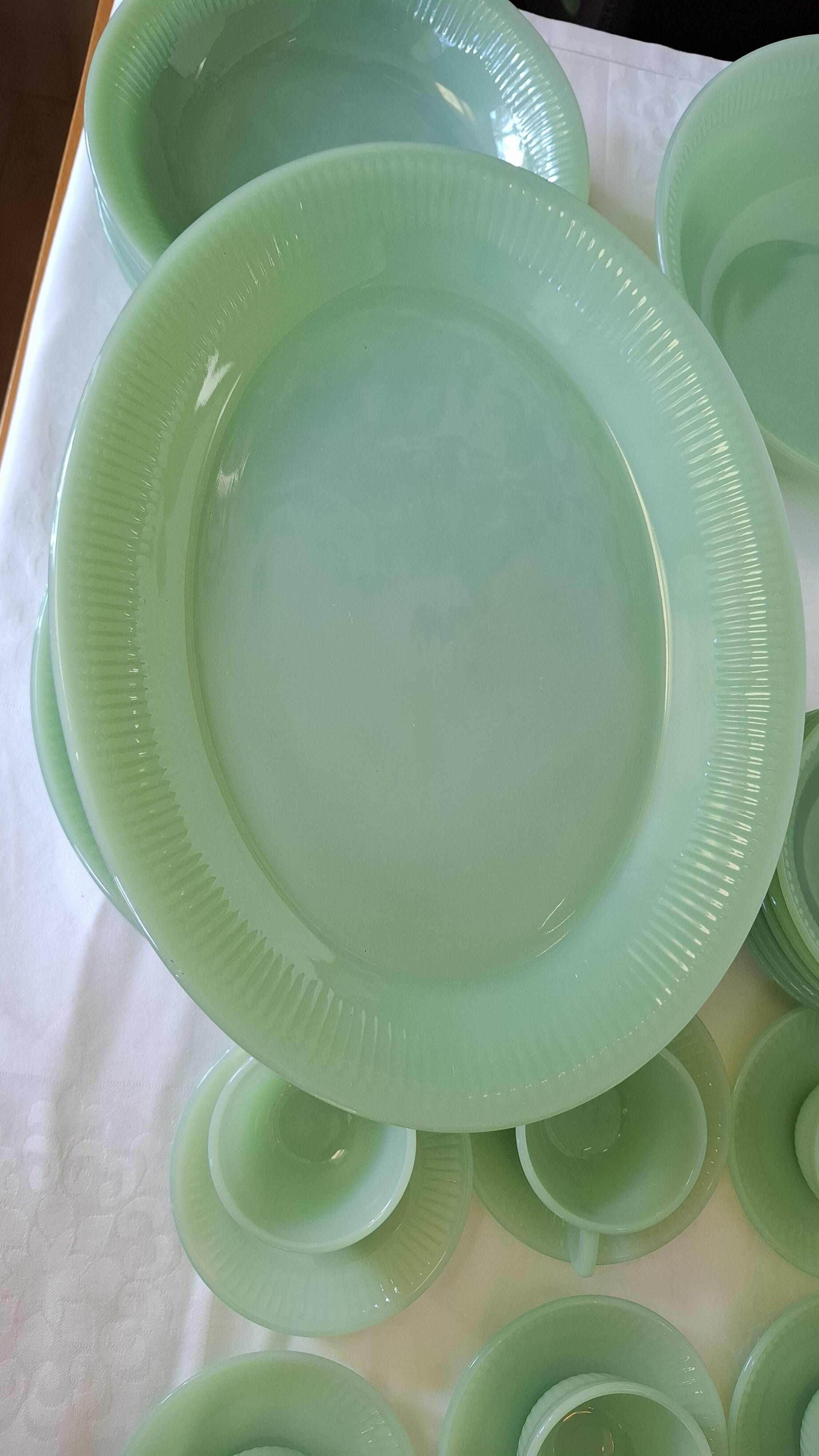 Rare 1950s Fire-King Jadeite "Jane Ray" Dinner & Coffee Service - 32-Pieces
