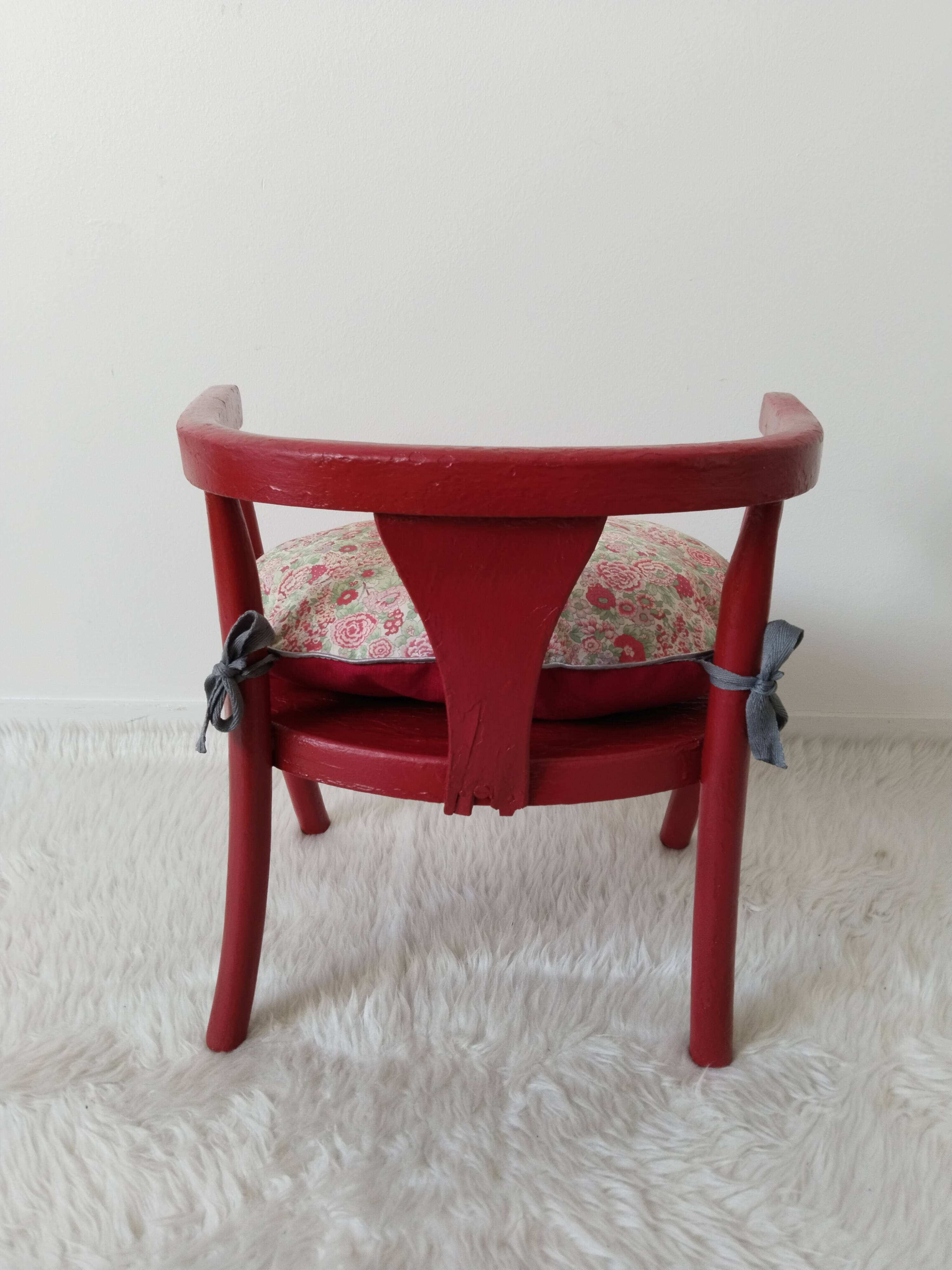 Baumann wooden children's armchair, Liberty cushion, 1950s