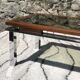 Vintage rectangular coffee table 1970 chrome, wood & smoked glass