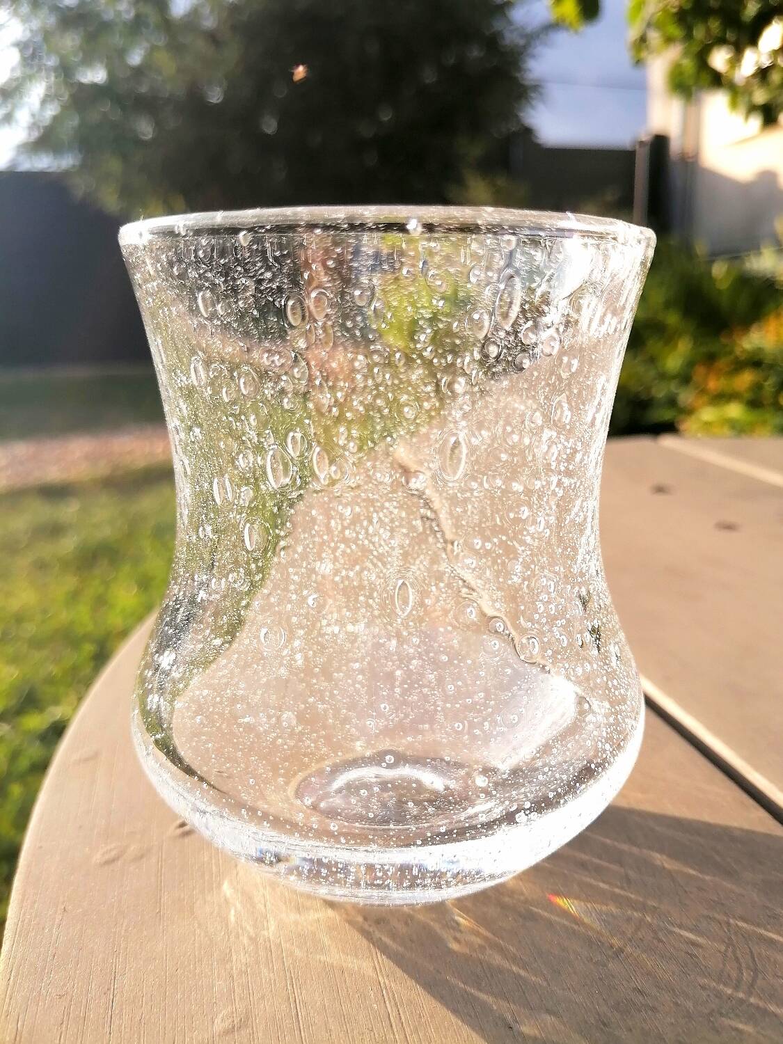 6 bubbled water glasses White Roman Goblet Biot Glassware