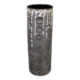 Vase brutaliste européen en céramique à surface texturée imitant la lave, années 1970