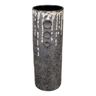 Brutalist European ceramic vase with textured lava surface, 1970s