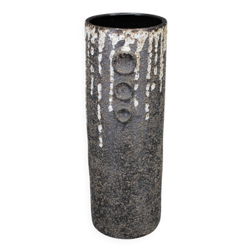 Brutalist European ceramic vase with textured lava surface, 1970s