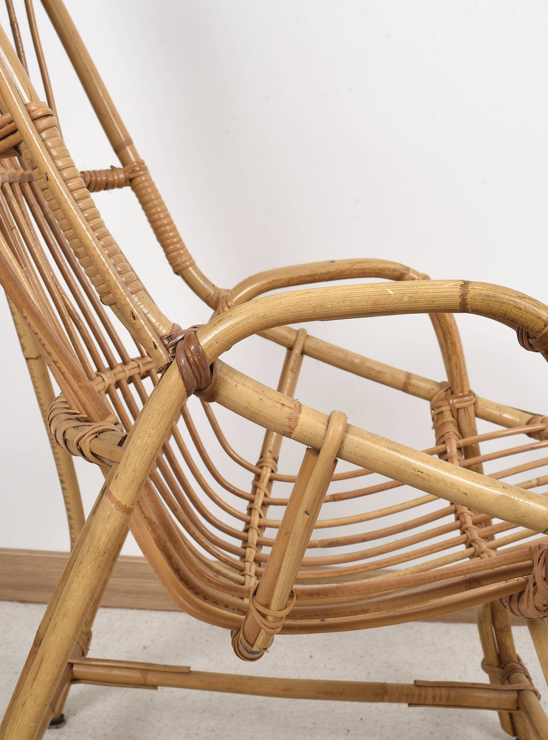 Antique, vintage rattan armchair