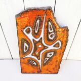 Plaque ceramique pierre de lave émaillée décor abstrait