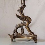 Vintage Brass Dragon Griffin Table Lamp: Mid-Century Modern Lighting