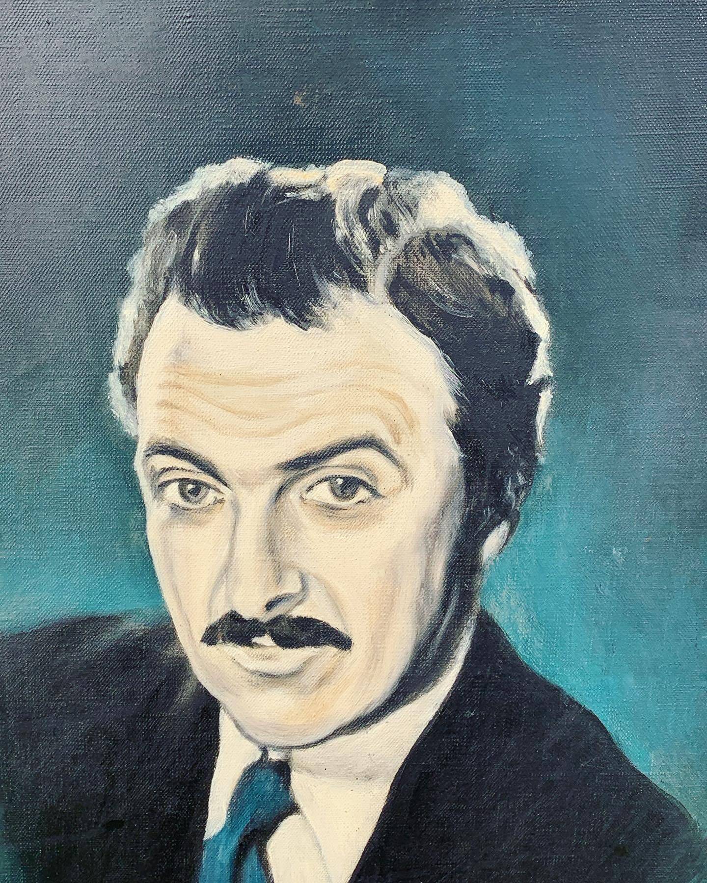 Painting, painting portrait of a man, vintage, circa 1960 unsigned, attributed to Roger Schmitt