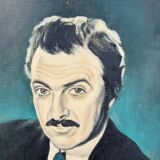 Painting, painting portrait of a man, vintage, circa 1960 unsigned, attributed to Roger Schmitt