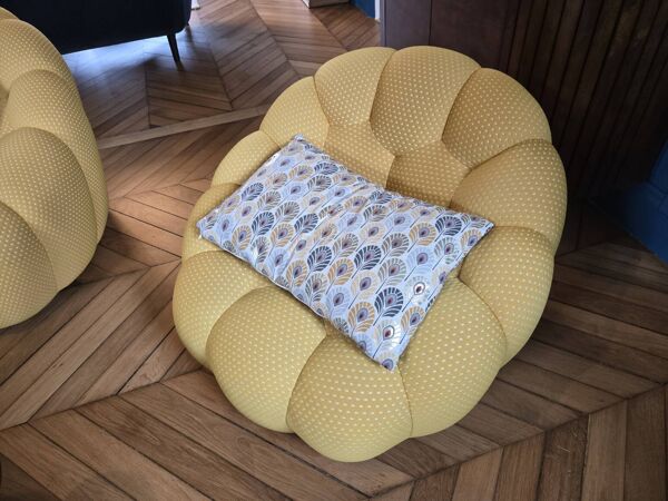Canapé 3 places et fauteuil Roche Bobois Bubble mini jaune