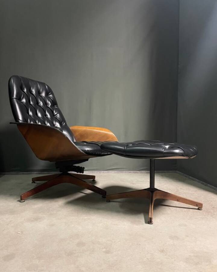 Iconic "Mr. Chair" Armchair & Ottoman – George Mulhauser for Plycra