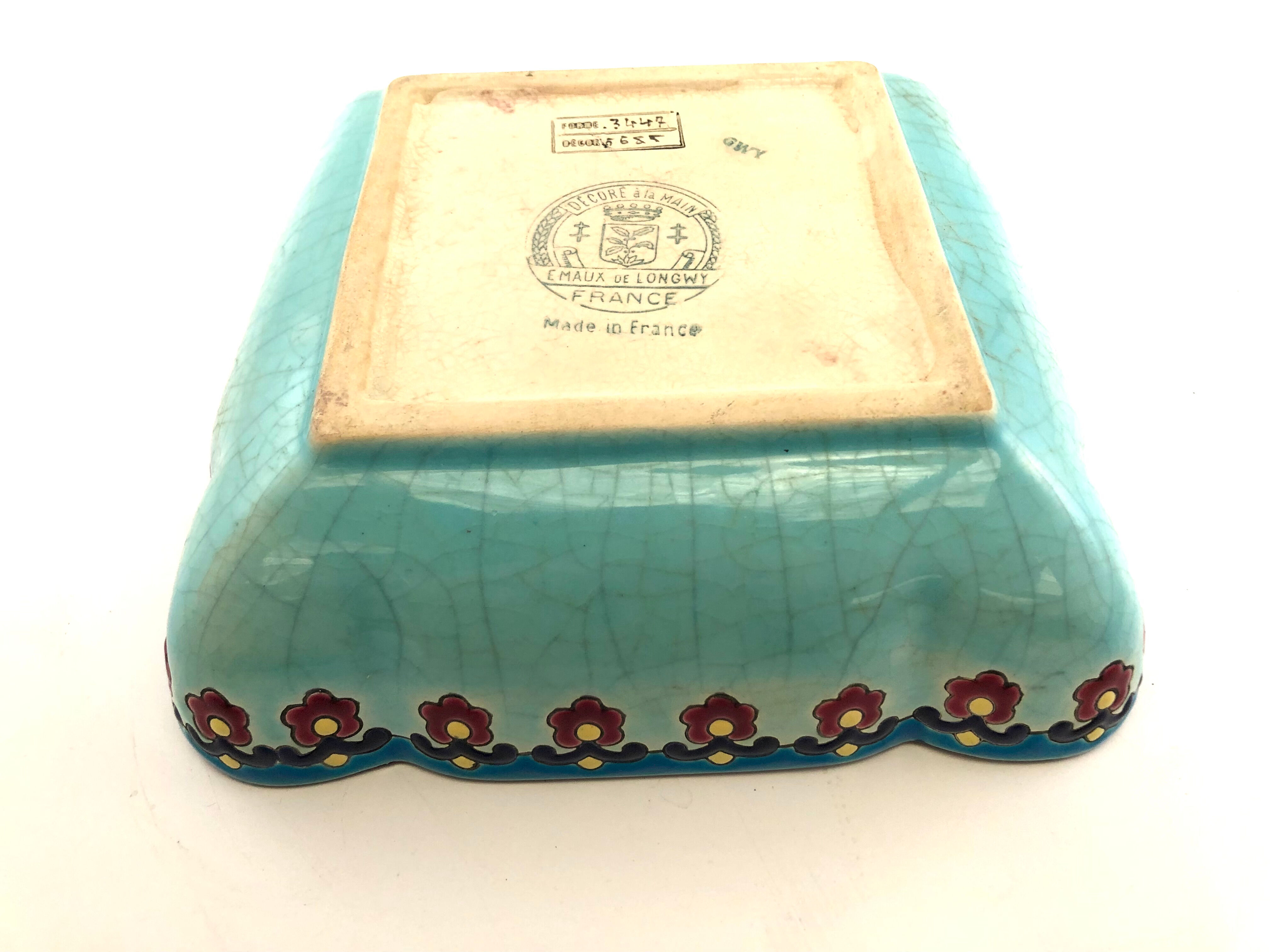 Square cut in blue Longwy enamels