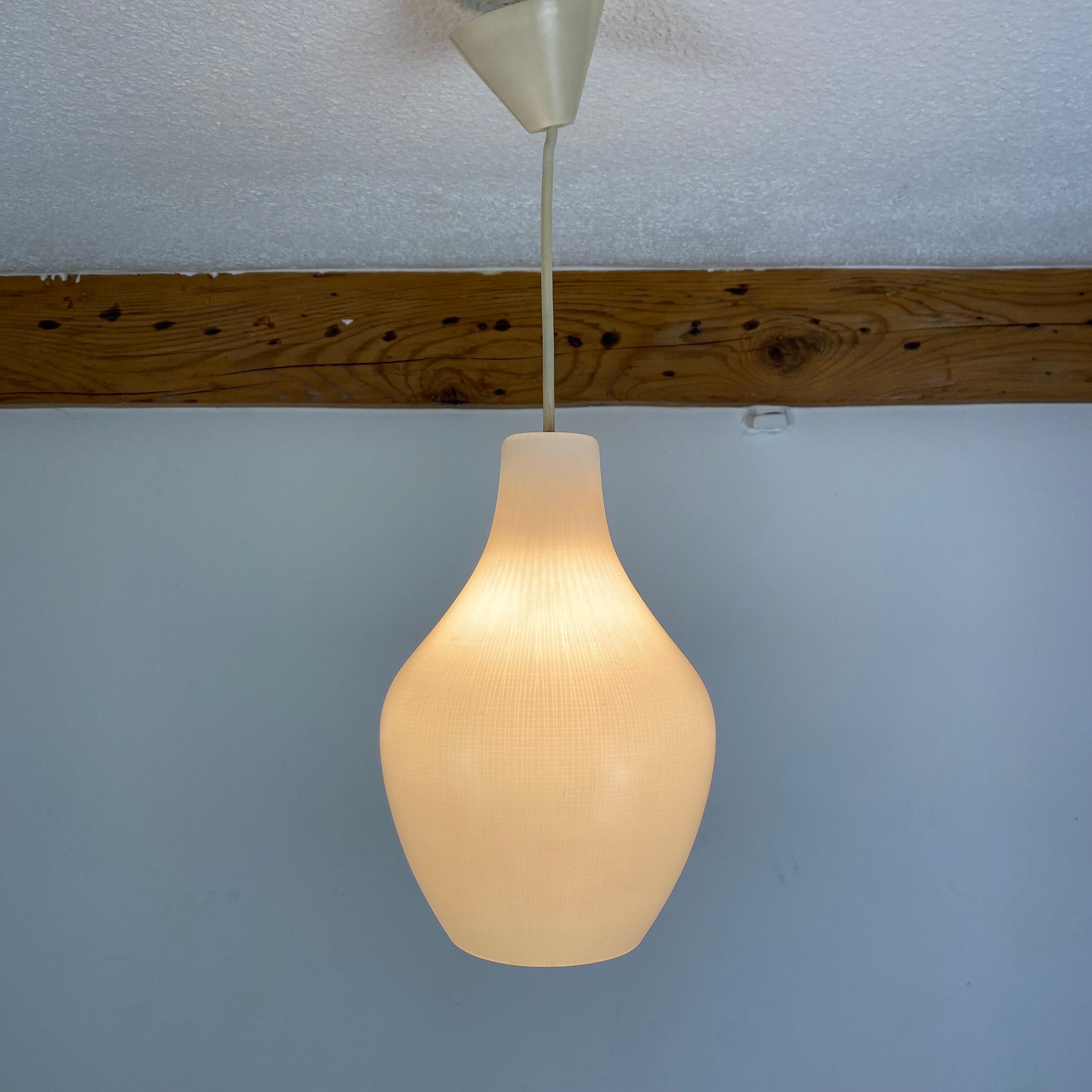 Scandinavian opaline pendant lamp drop 60s