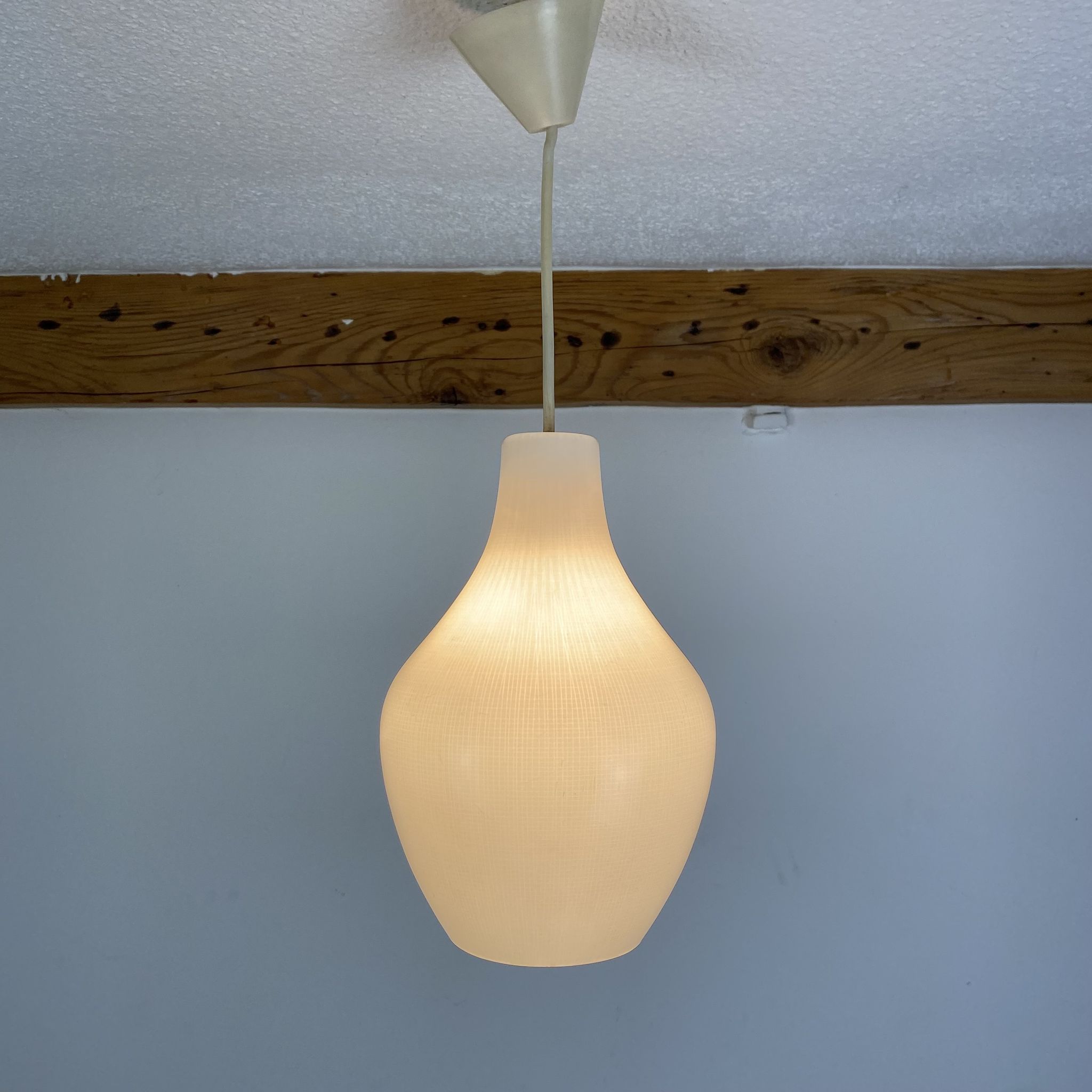 Scandinavian opaline pendant lamp drop 60s