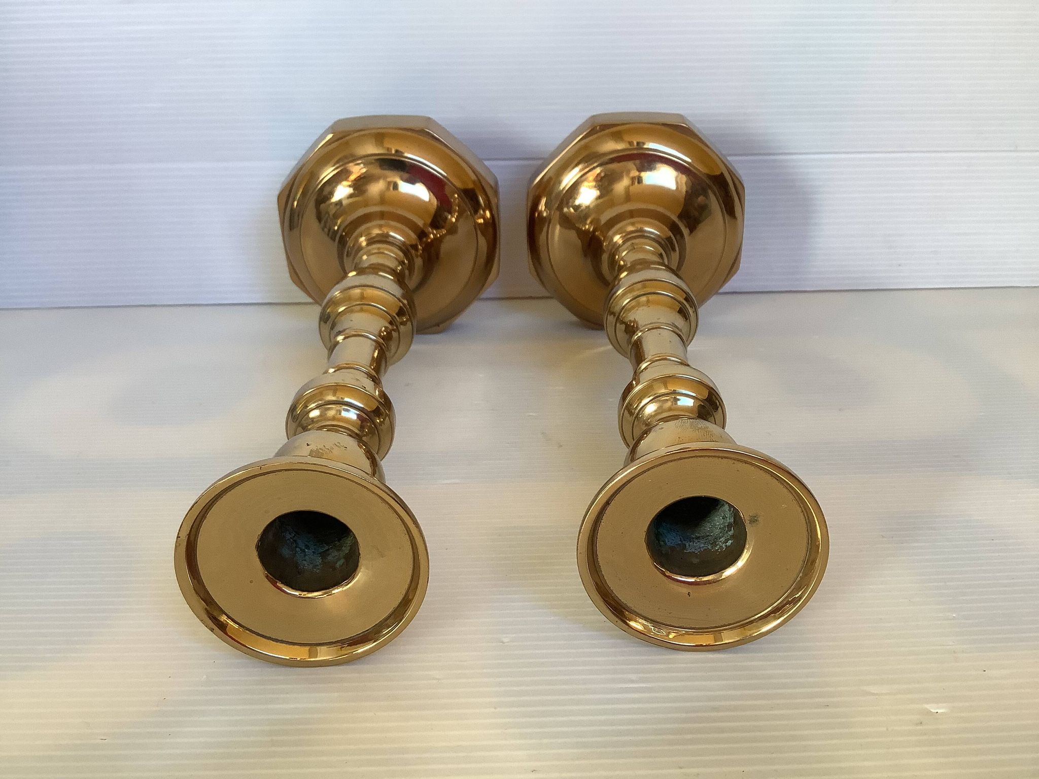 Pair of large brass candlesticks