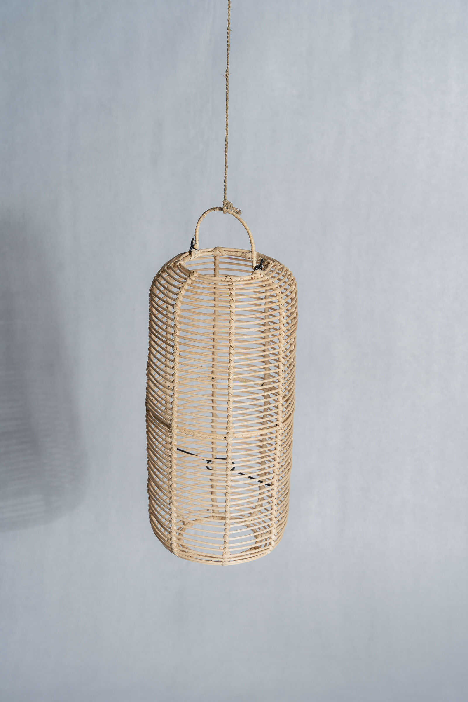 Large lantern-shaped rattan pendant lamp H50 D24