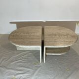 Paire de tables travertin