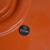 6 orange Guzzini plates with vintage 70s compartments
