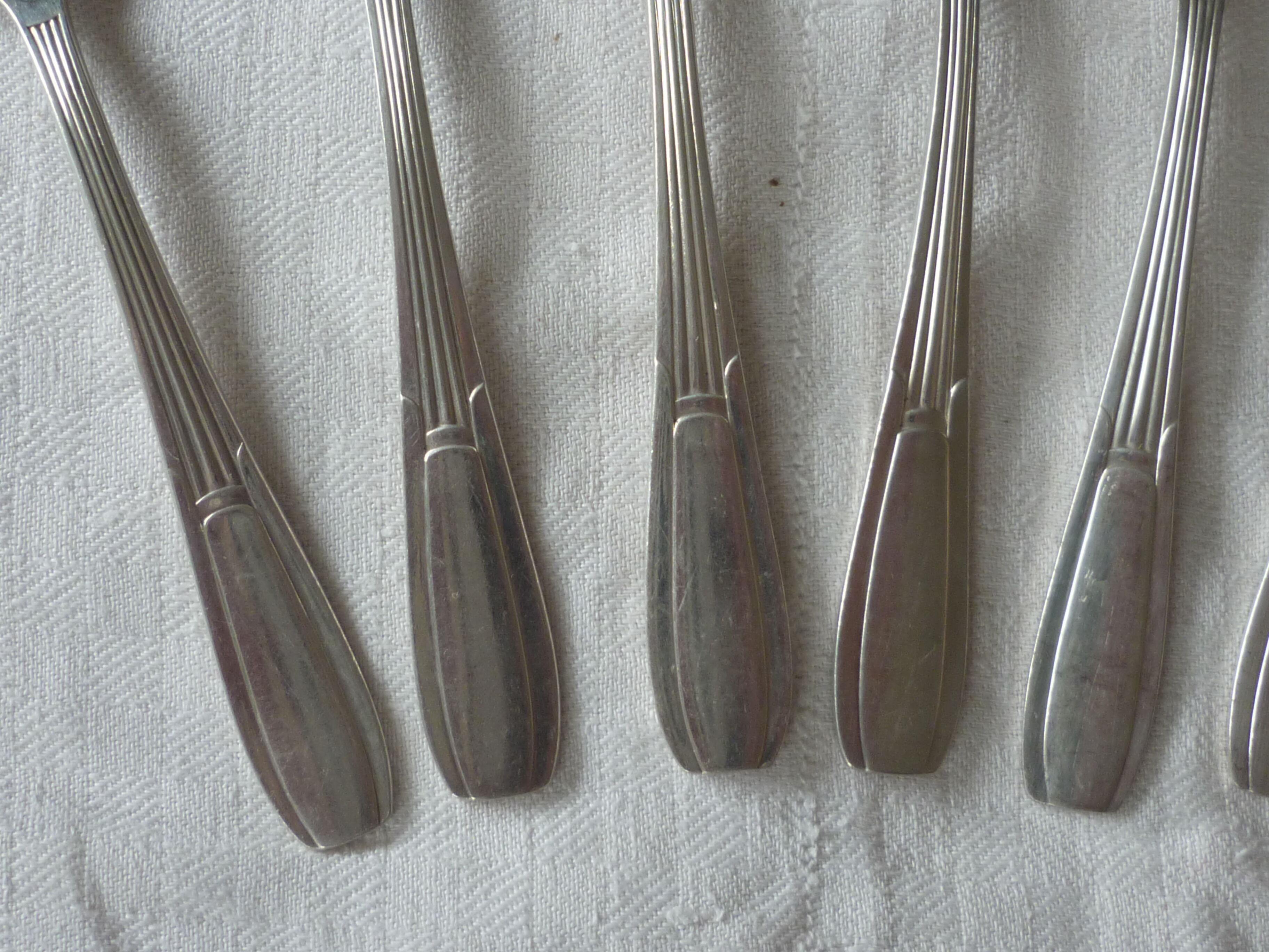 12 small silver metal spoons orfevre sfam