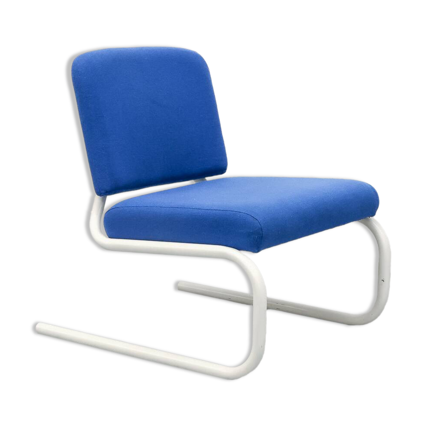 Postmodern Blue Tubular Frame Lounge Chair