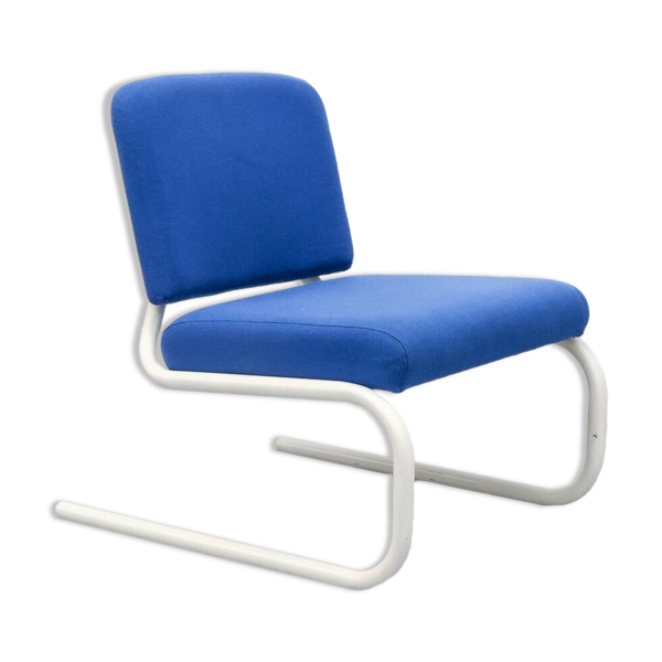 Chaise longue postmoderne à cadre tubulaire bleu