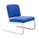Postmodern Blue Tubular Frame Lounge Chair