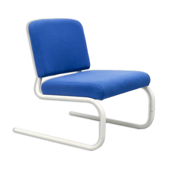 Postmodern Blue Tubular Frame Lounge Chair