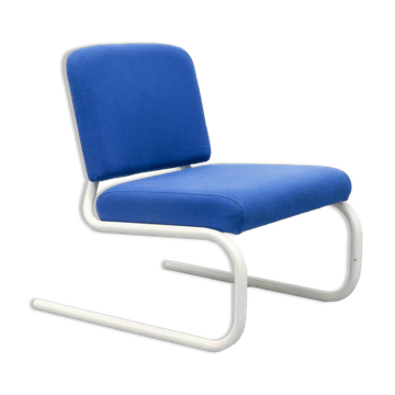 Chaise longue postmoderne à cadre tubulaire bleu