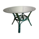 Round bamboo rattan table with a glass top.