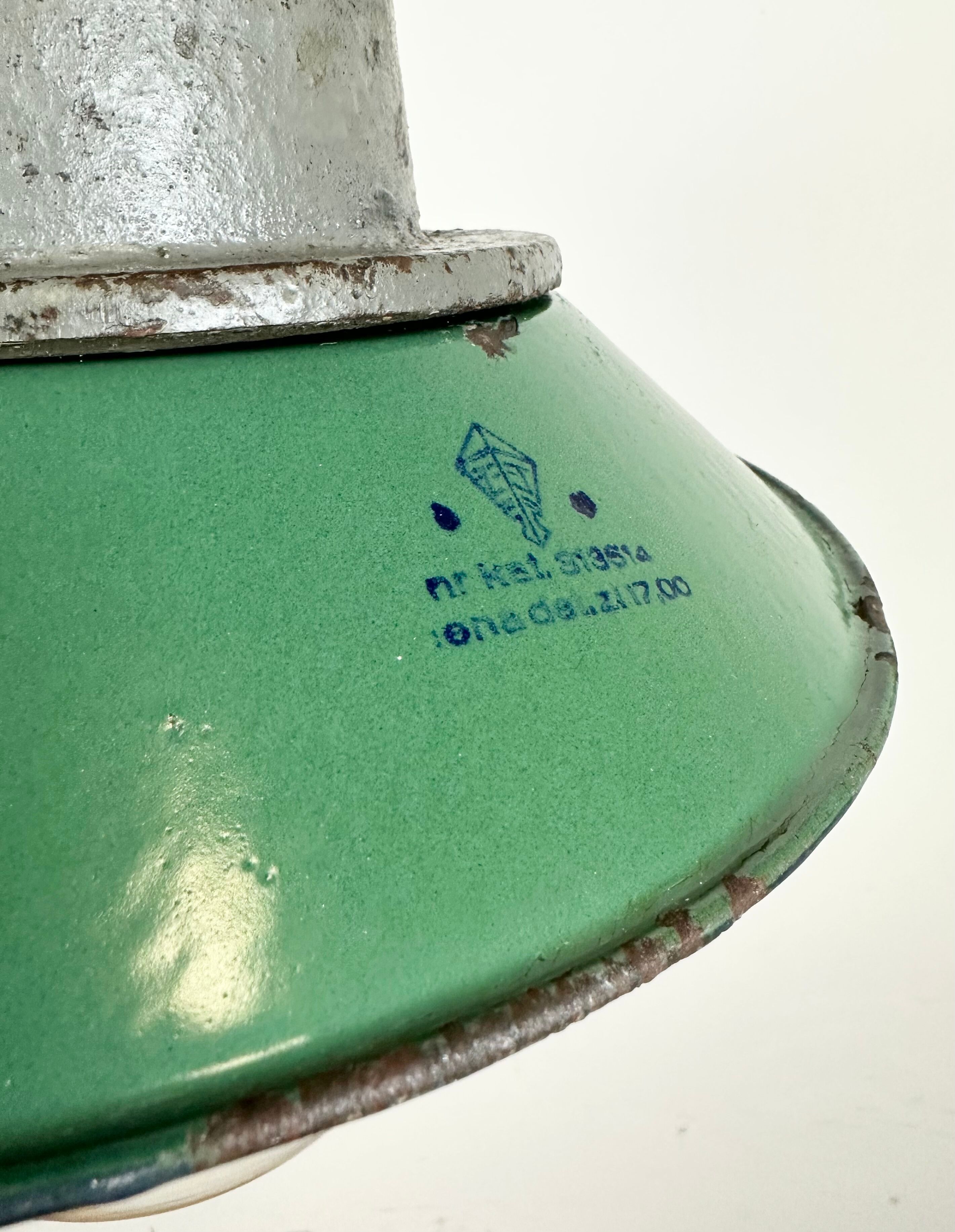 Green Enamel and Cast Iron Industrial Pendant Light, 1960s