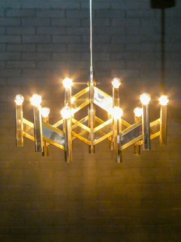 Lustre de chez Sciolari, italie années 1970