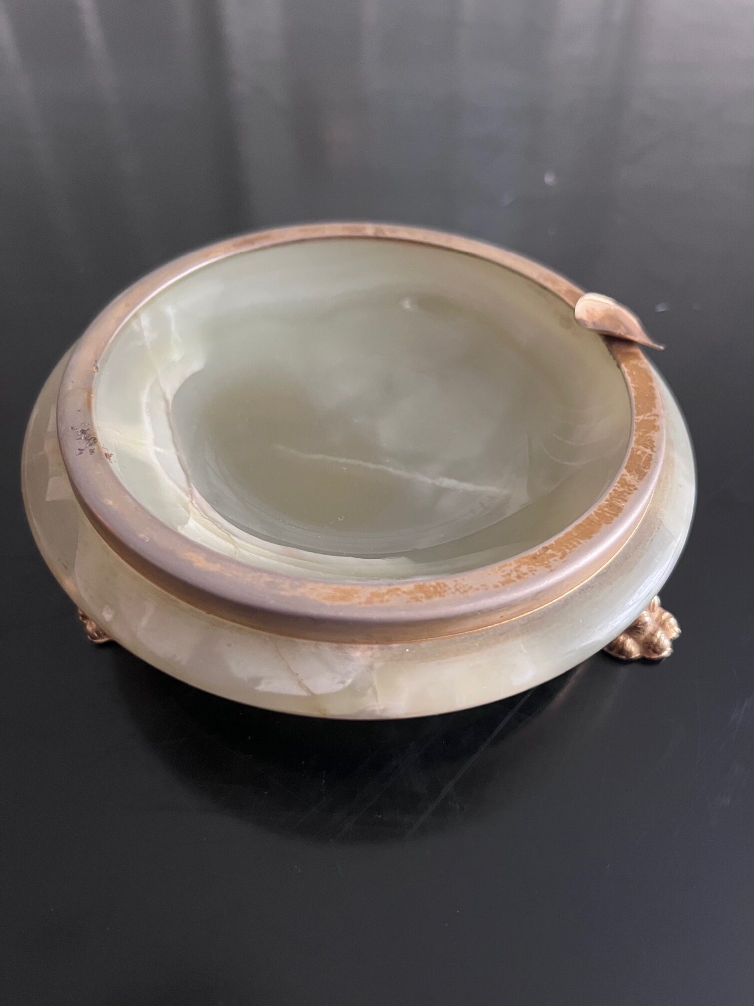 Marble and brass ashtray