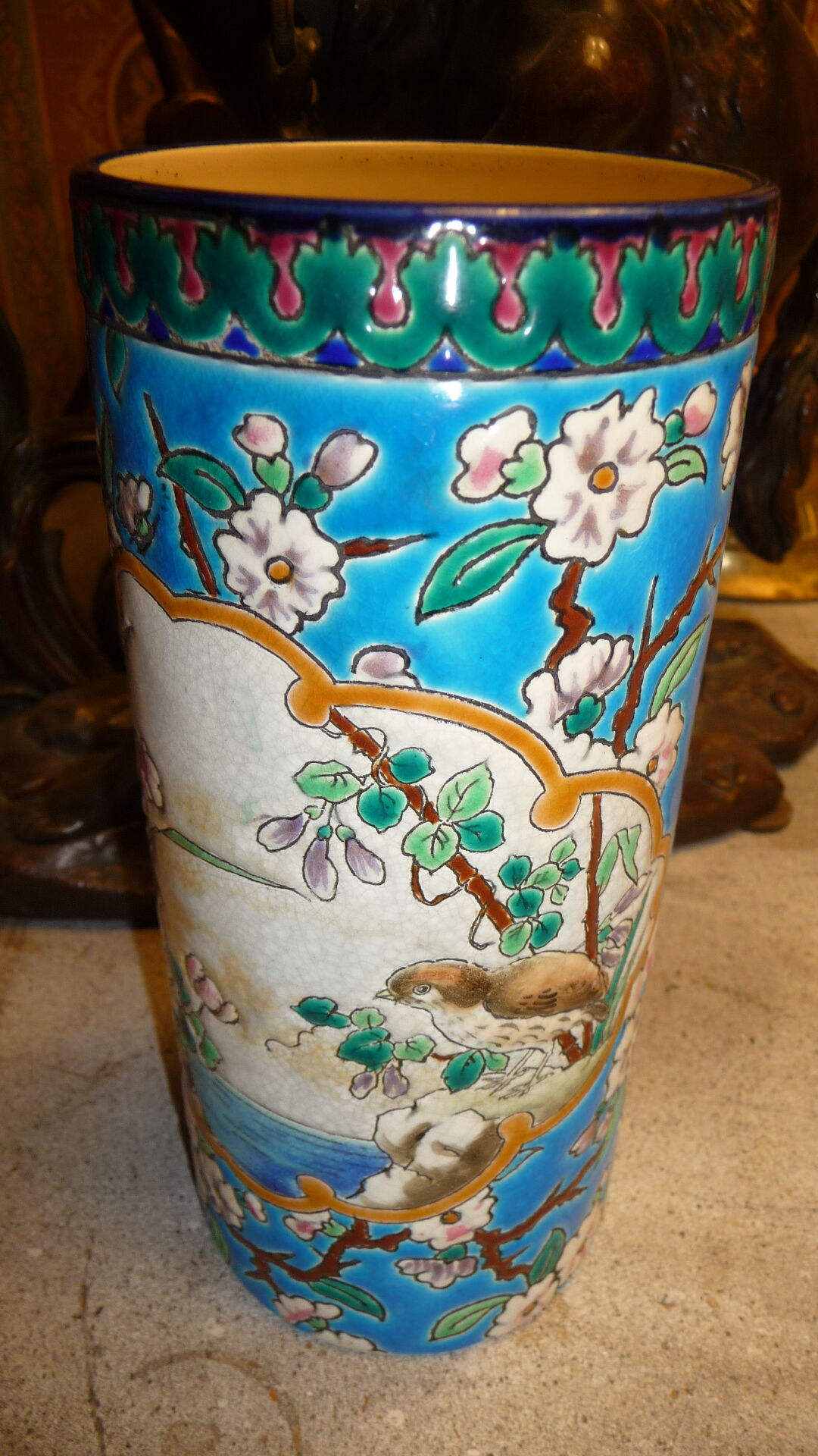 Longwy enamels roller vase