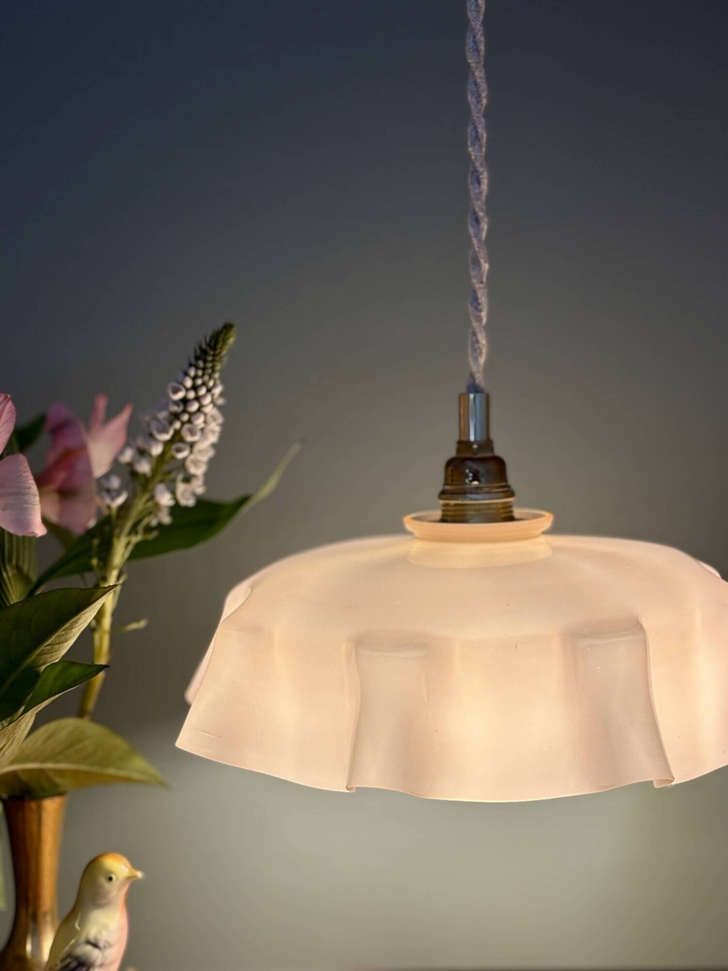 Vintage pink opaline pendant light