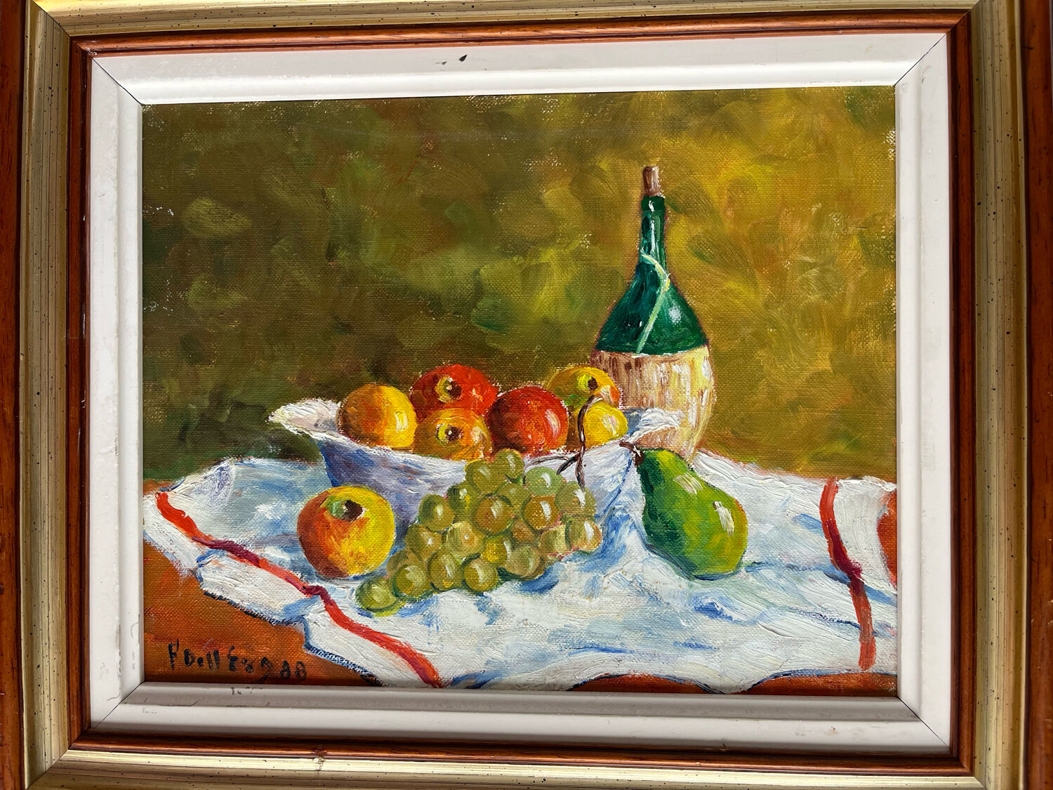 Oil on canvas, still life with fruit