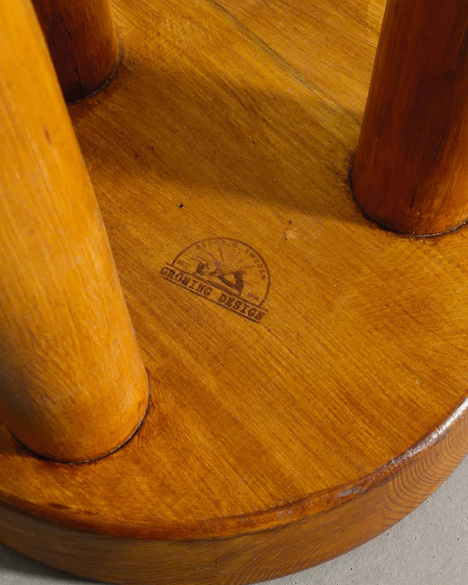 Vintage Swedish Wooden Tripod Low Stool