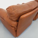 Pair of vintage Coquelicot lounge chairs by Tito Agnoli for Poltrona Frau in leather from the 70s