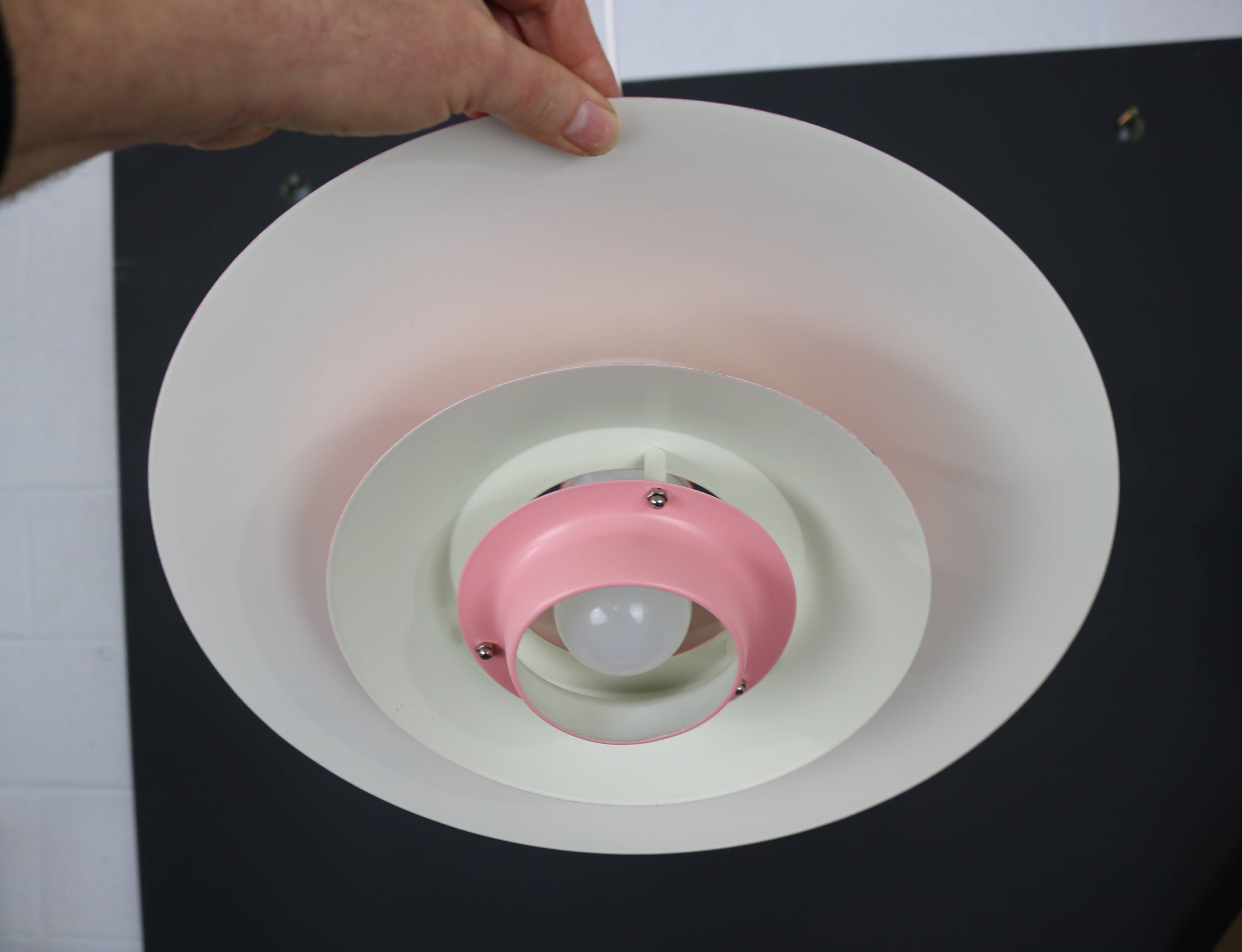 Great pink restored Danish ceiling lamp *** Danish design *** unique *** Denmark 1970's